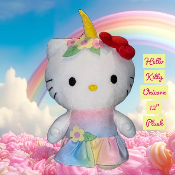 Hello Kitty Rainbow Unicorn 12” Plush - Picture 1 of 7